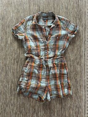 toad&co plaid camp cove romper | size small
